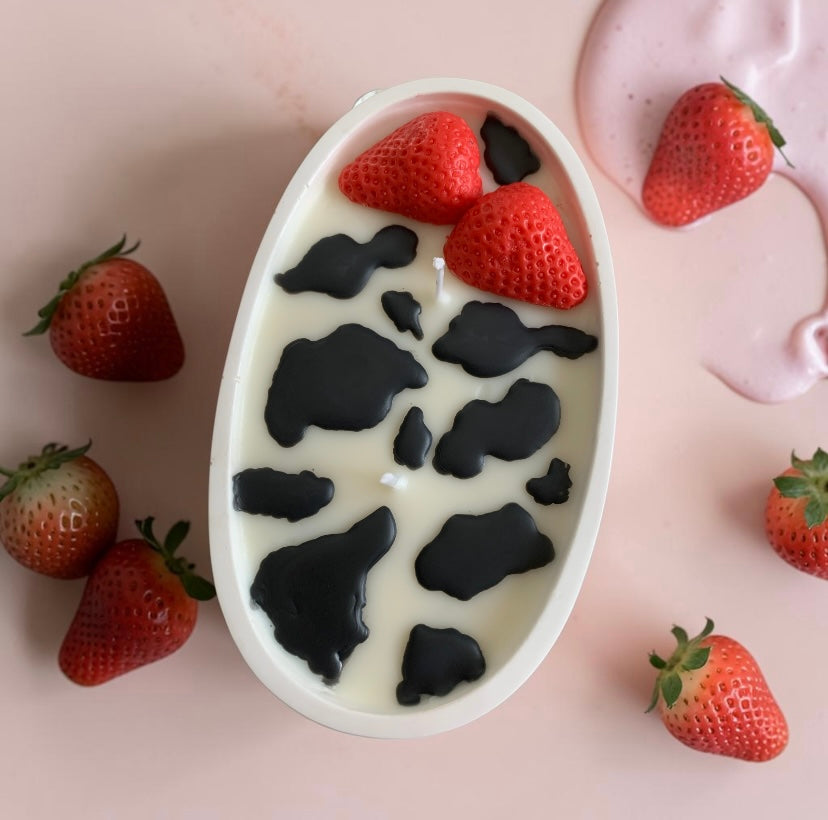 Strawberry Cow Dough Bowl Candle